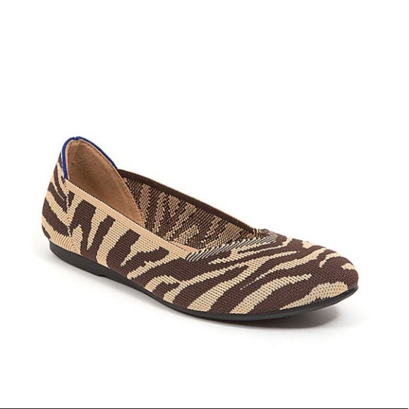 French Blu Brown Zebra Jungle Fever Ballet Flats Women’s Size 6 - Picture 4 of 5